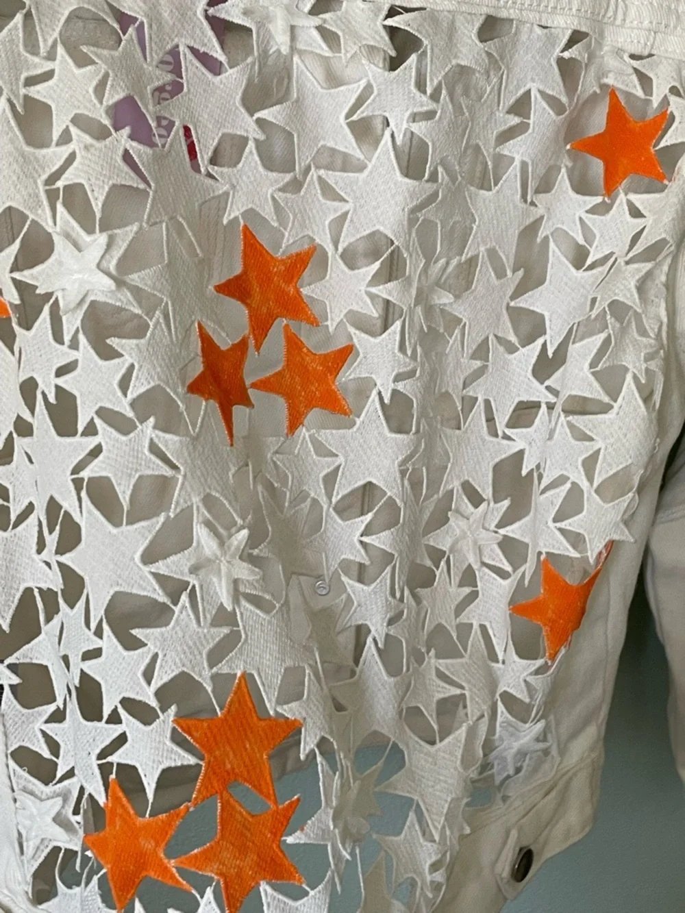 Tennessee Star Cutout White Denim Jean Jacket NEW Size Small